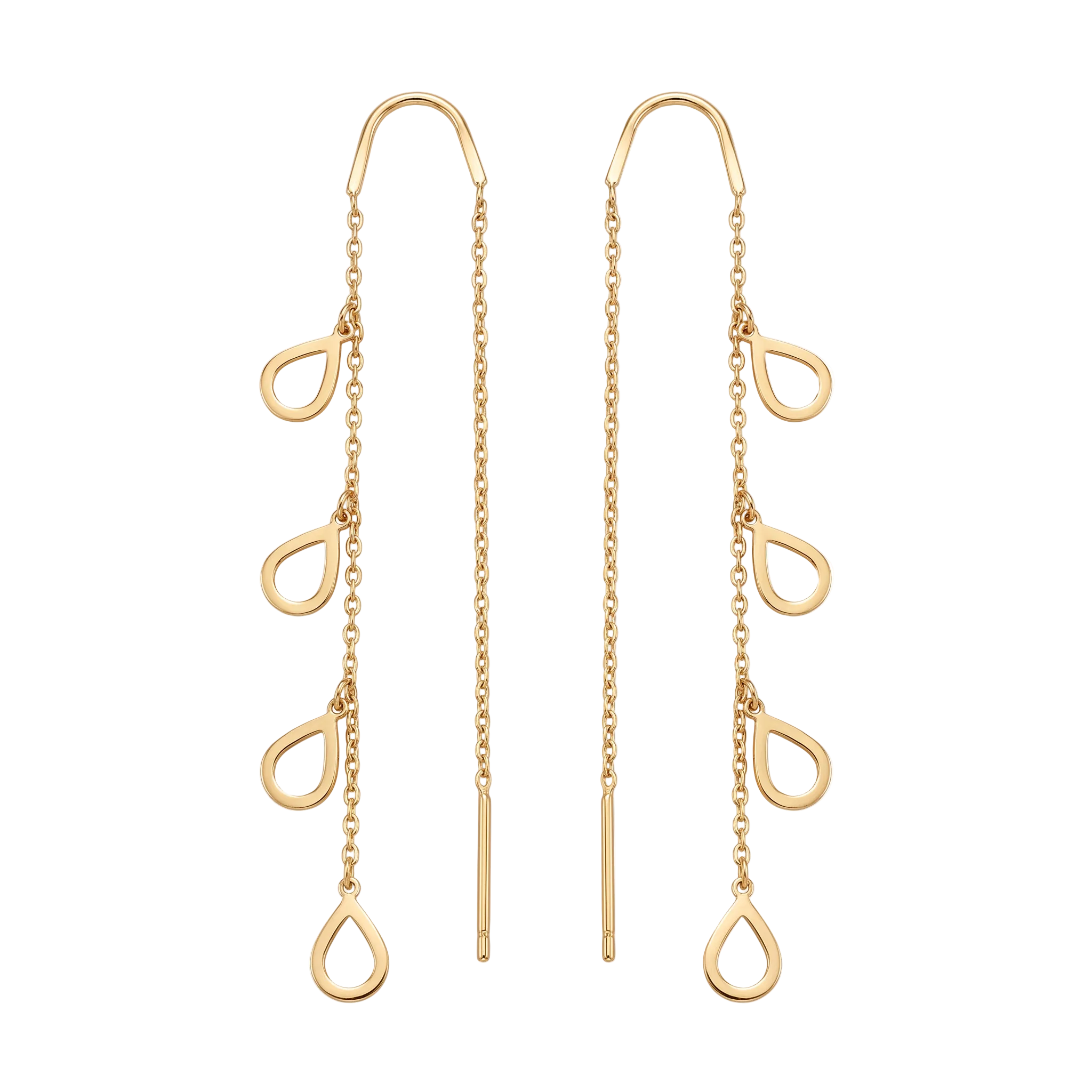18K Yellow Gold Teardrop Dangle Earrings
