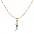 18K Yellow Gold Enamel Fish Necklace