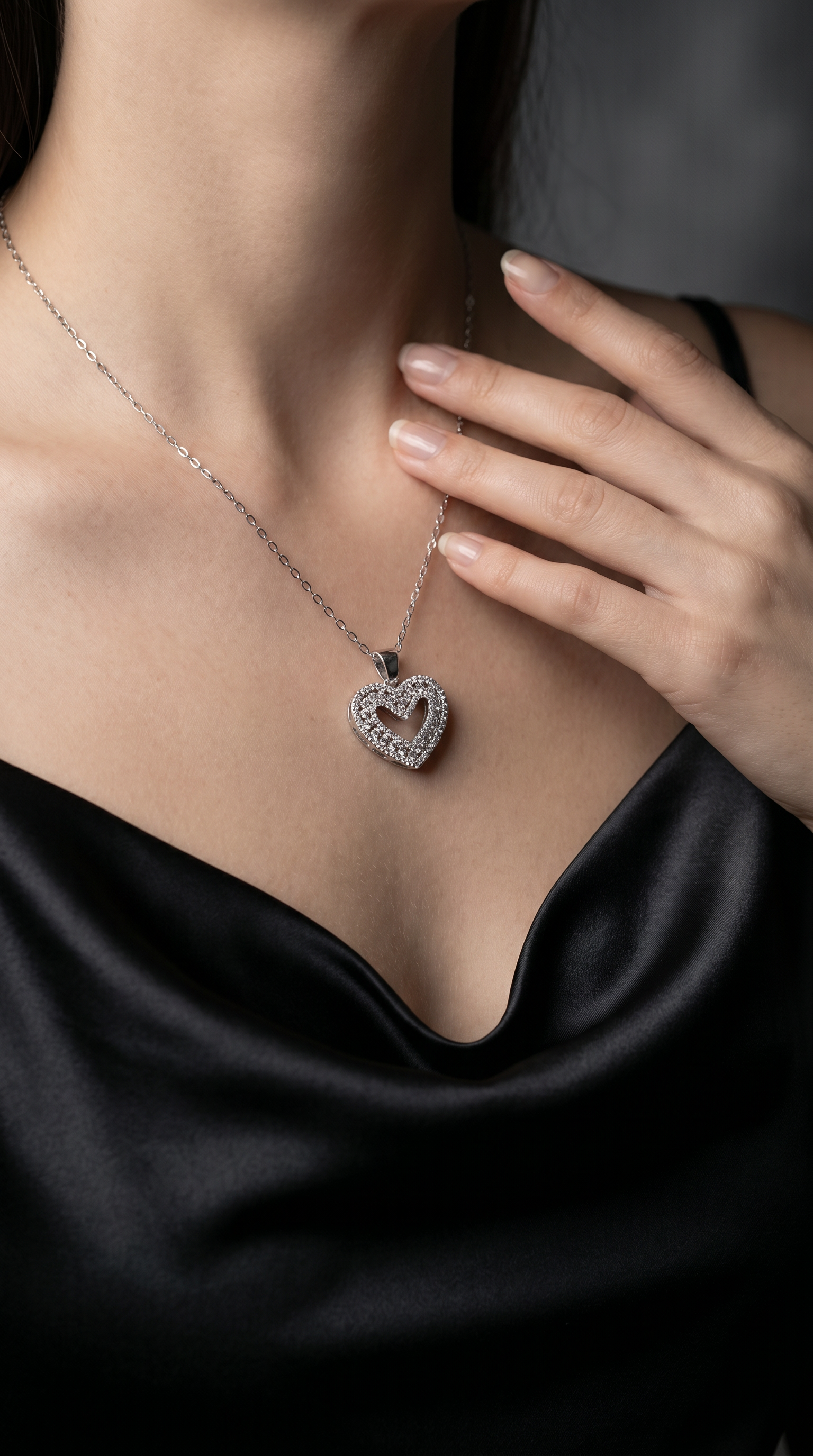 Diamond White Gold Heart Necklace