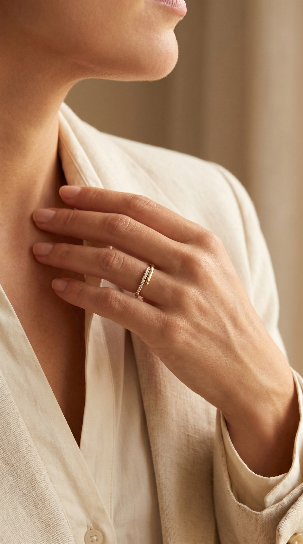 Diamond Yellow Gold Bypass Ring