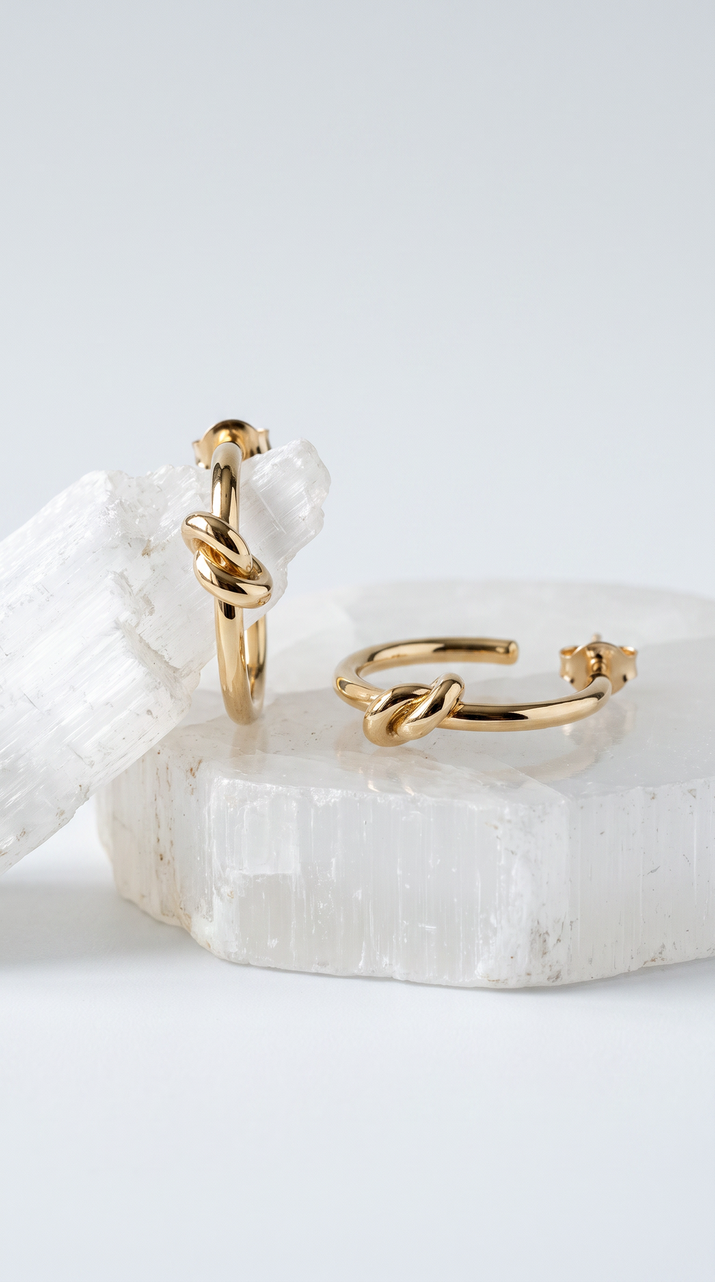 18K Yellow Gold Knot Hoop Earring