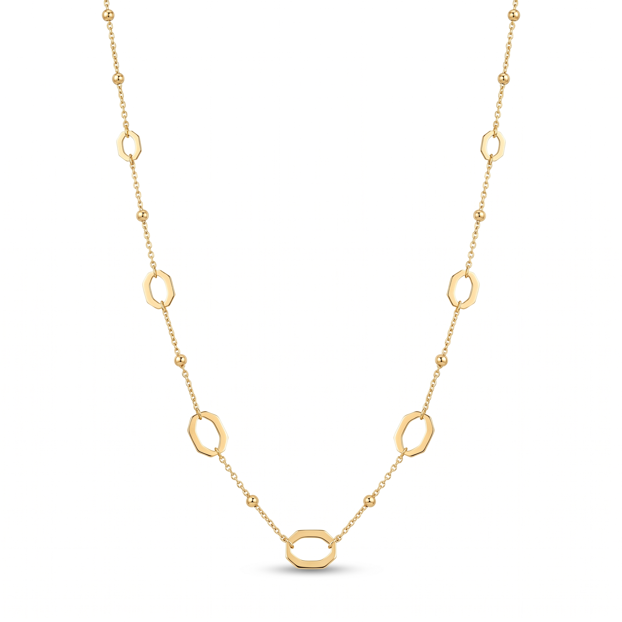18K Yellow Gold Hexagon Chain Necklace