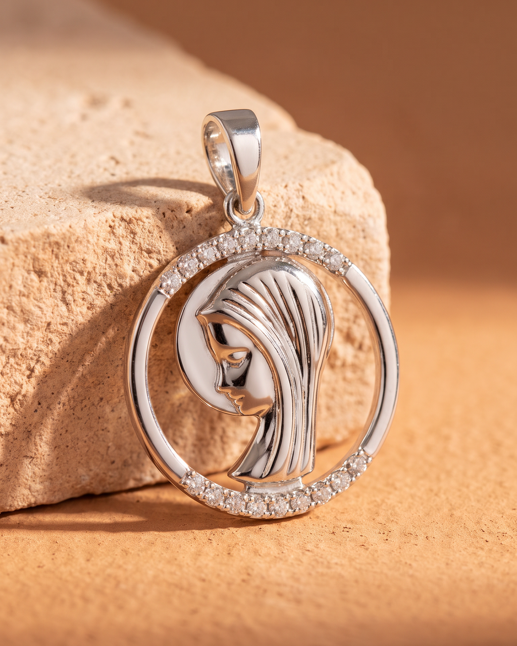 Diamond White Gold Mary Pendant