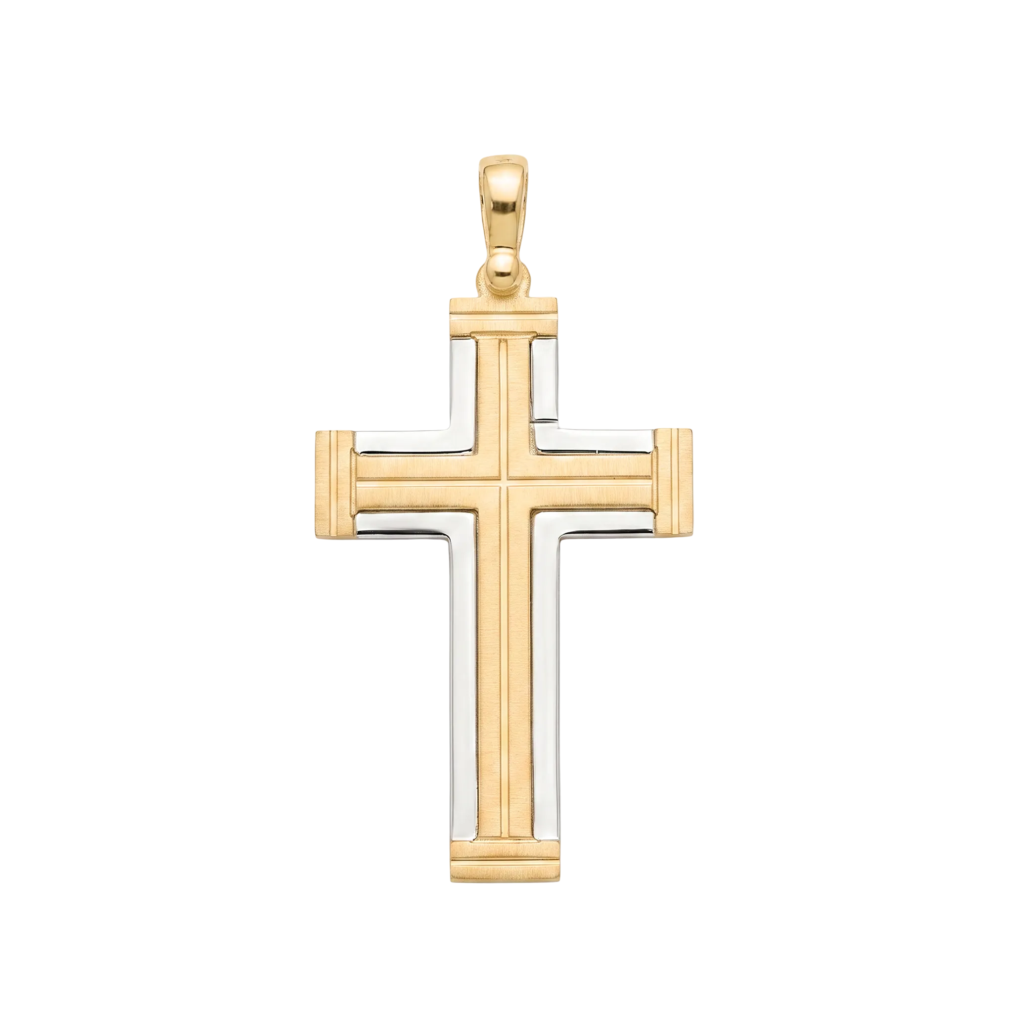 18K Two Tone Gold Cross Pendant