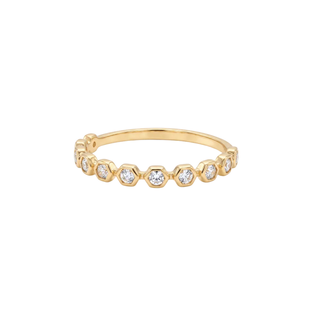 18K Yellow Gold Cubic Zirconia Ring