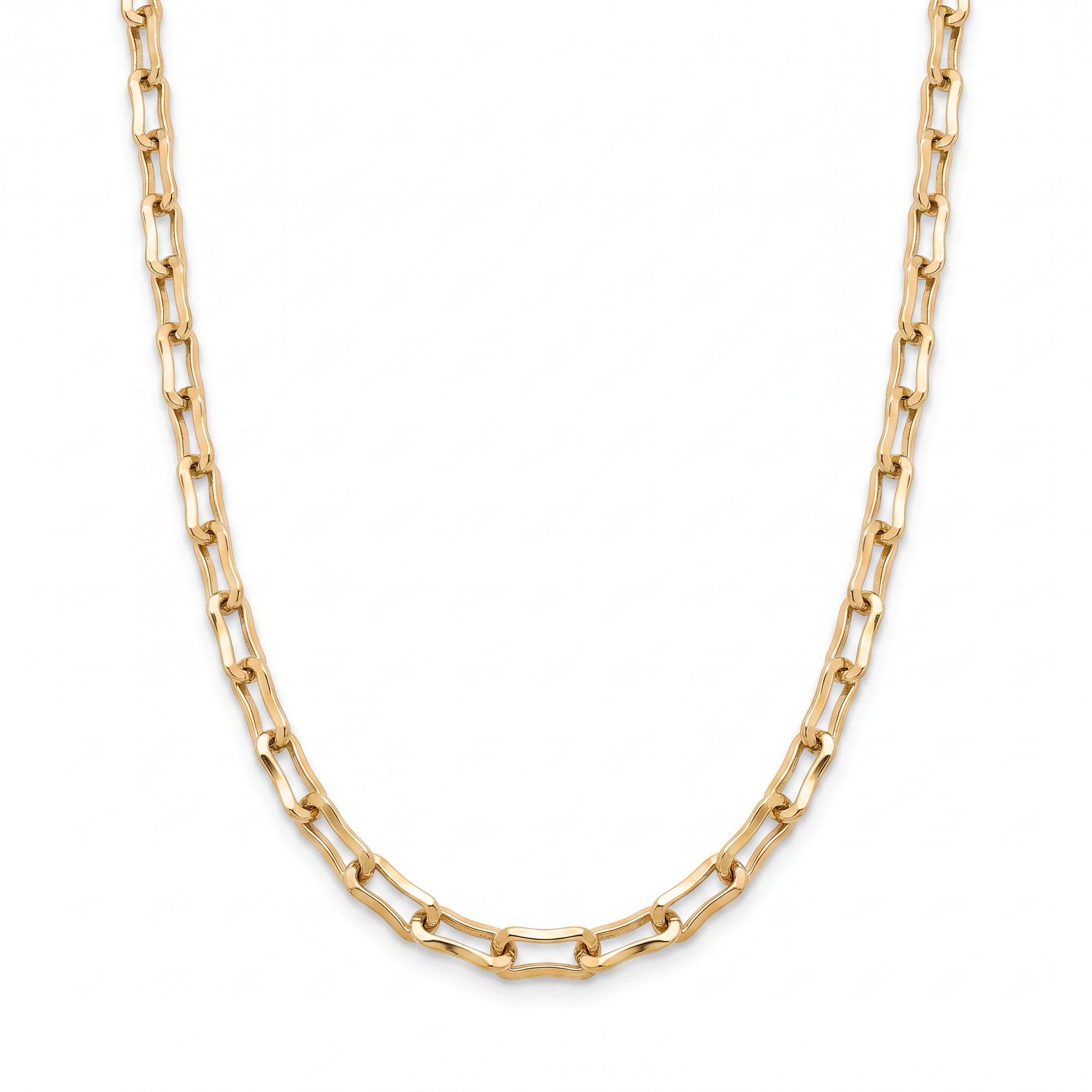 18K Yellow Gold Bone Paperclip Chain Necklace