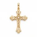 18K Yellow Gold Cubic Zirconia Cross Pendant