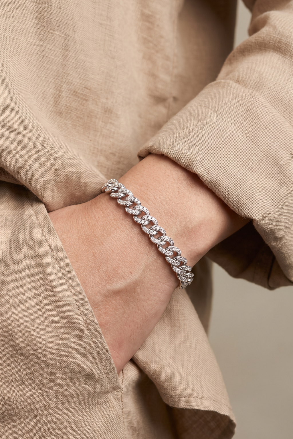 Lab Diamond White Gold Chain Bracelet