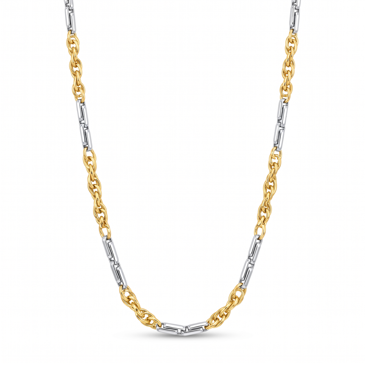 Men 18K Two Tone Gold Chain Necklace