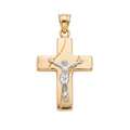 18K Two Tone Gold Crucifix Pendant