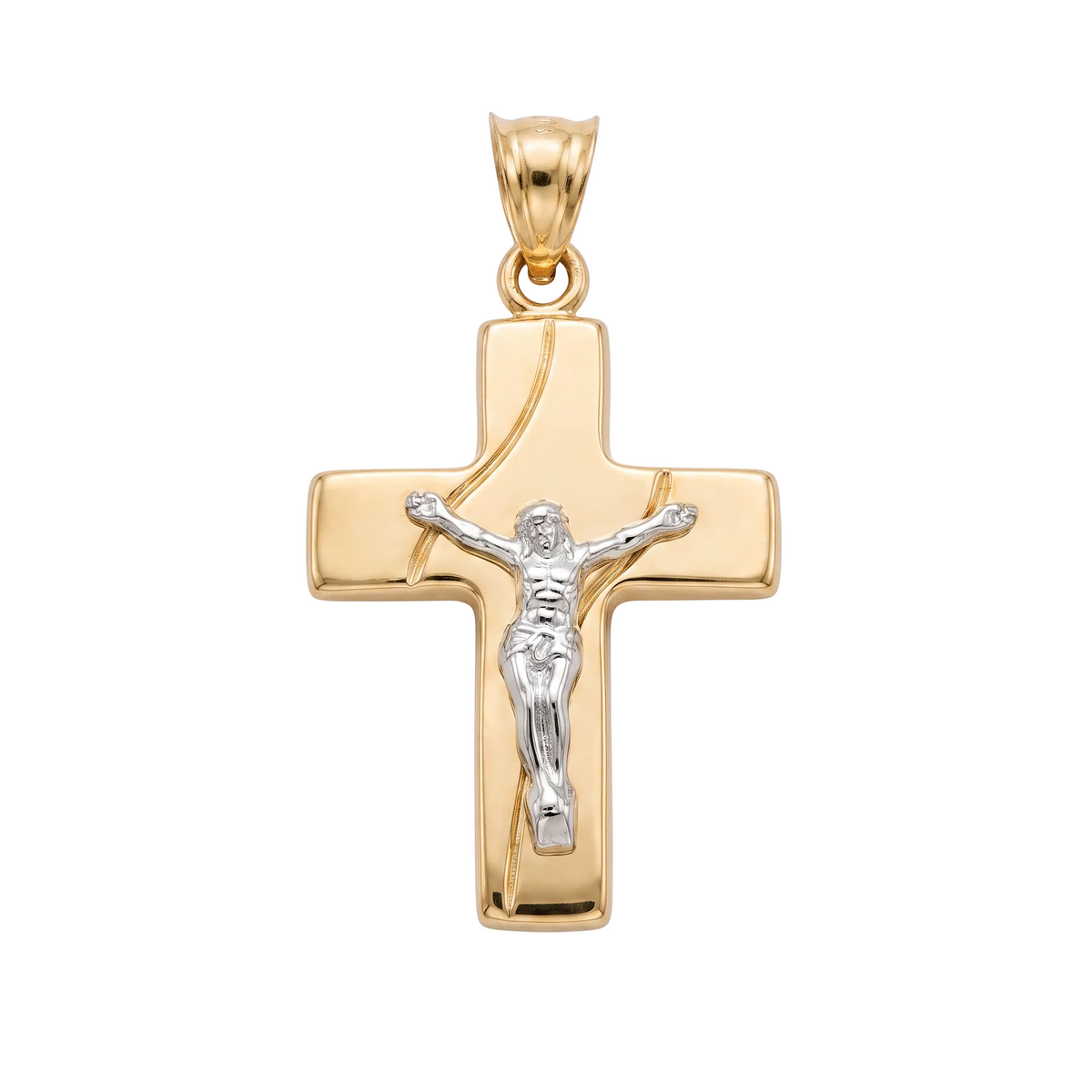 18K Two Tone Gold Crucifix Pendant
