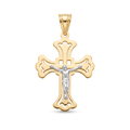 18K Two Tone Gold Crucifix Pendant