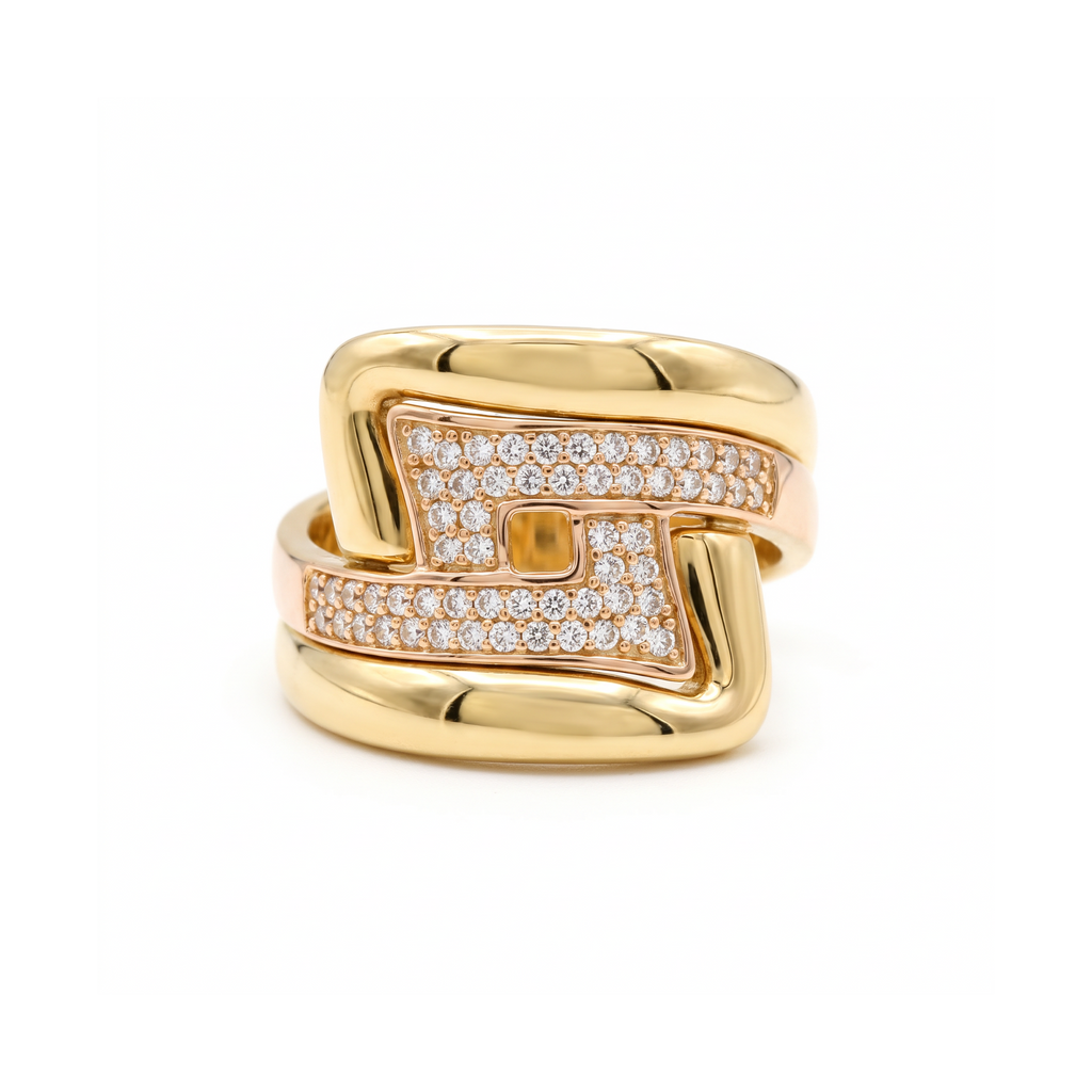 18K Two Tone Gold Cubic Zirconia Ring
