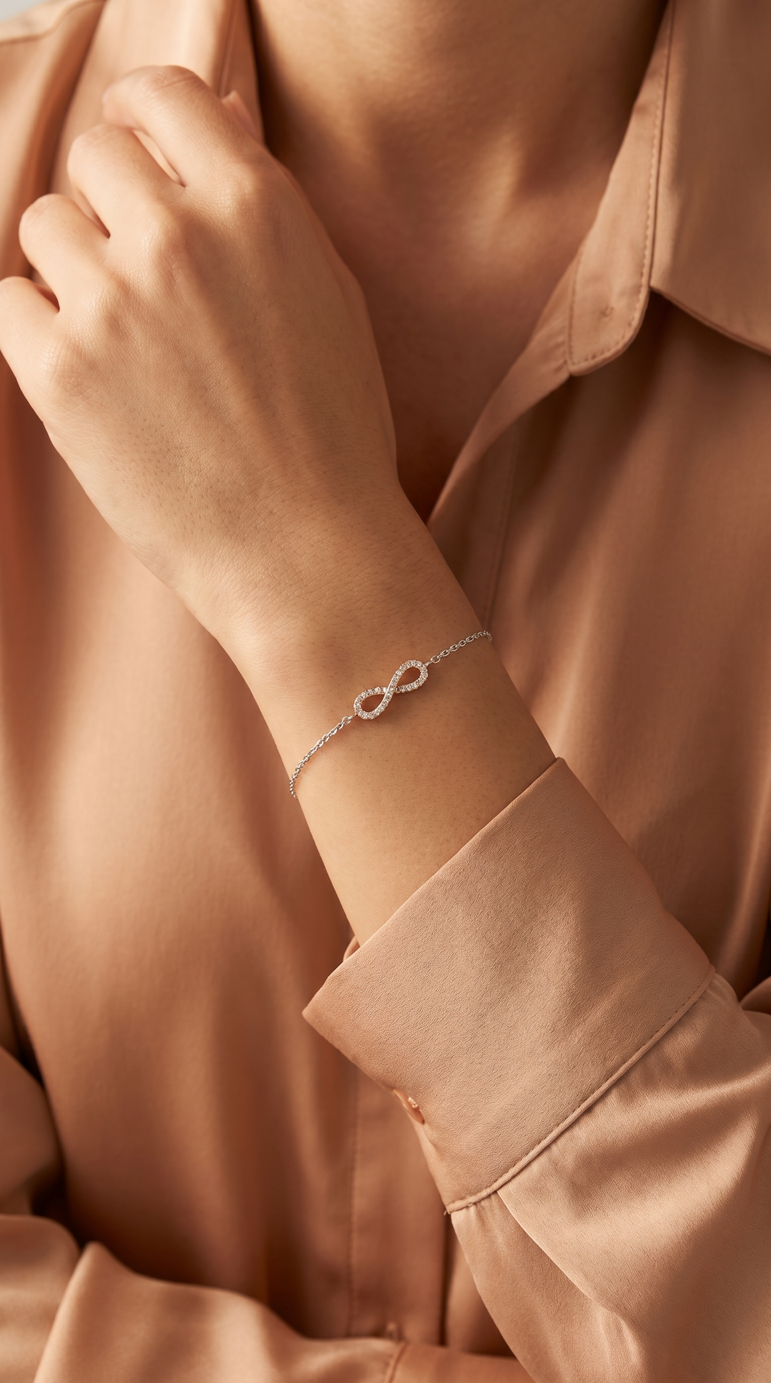 Diamond Two Tone Gold Infinity Chain Bracelet