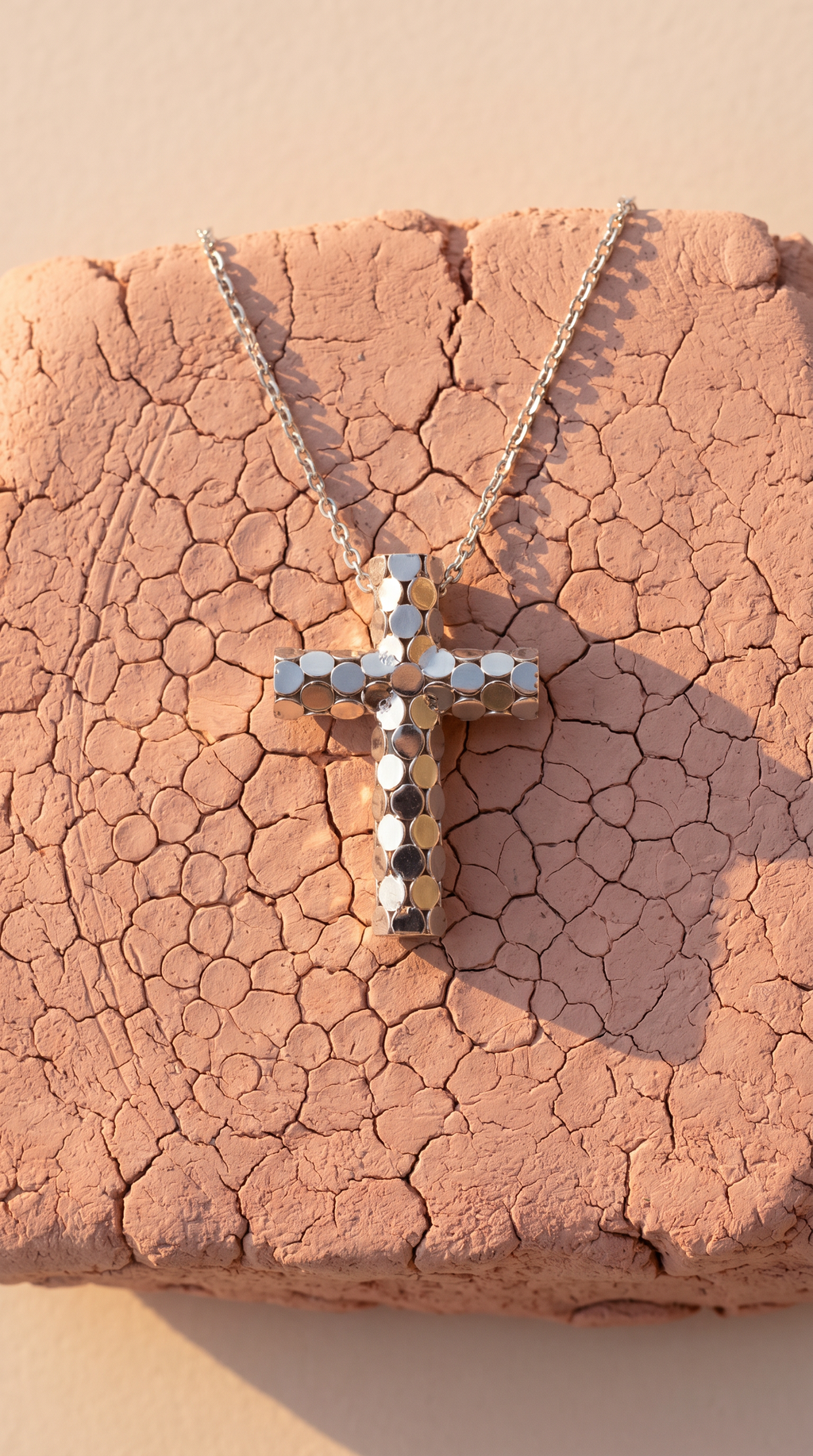 18K White Gold Cross Necklace