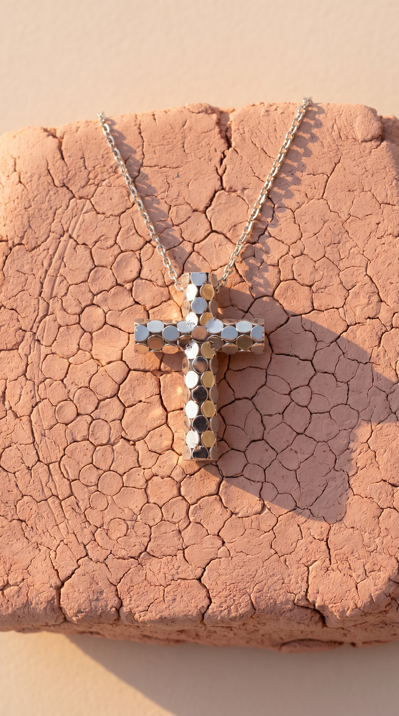 18K White Gold Cross Necklace