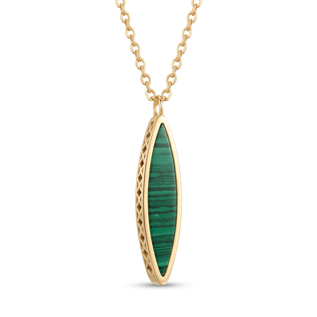 18K Yellow Gold Malachite Necklace