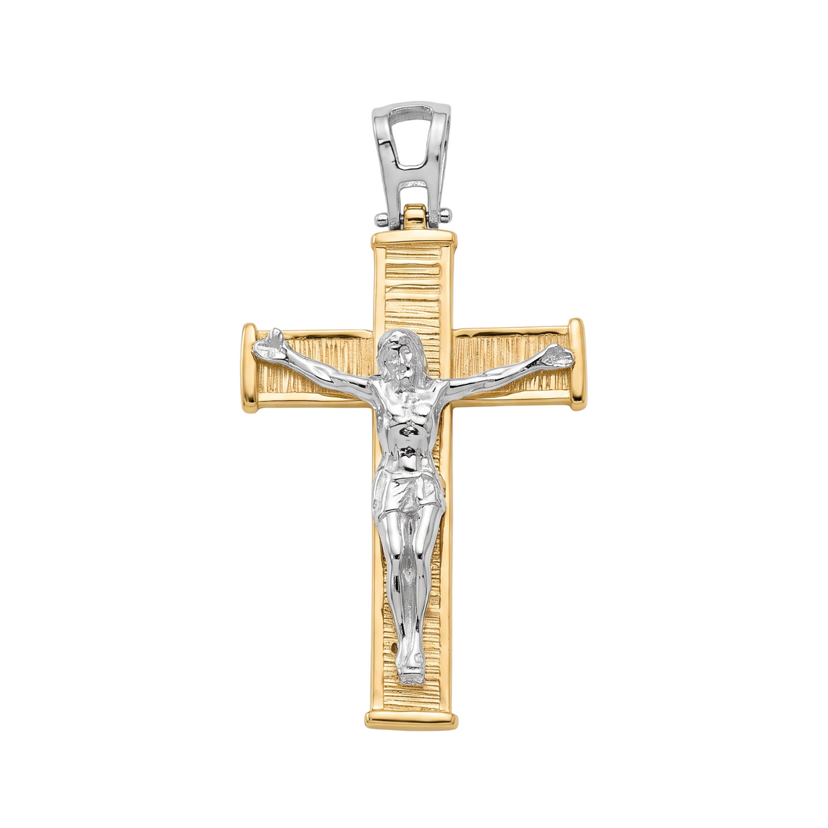 18K Two Tone Gold Crucifix Pendant