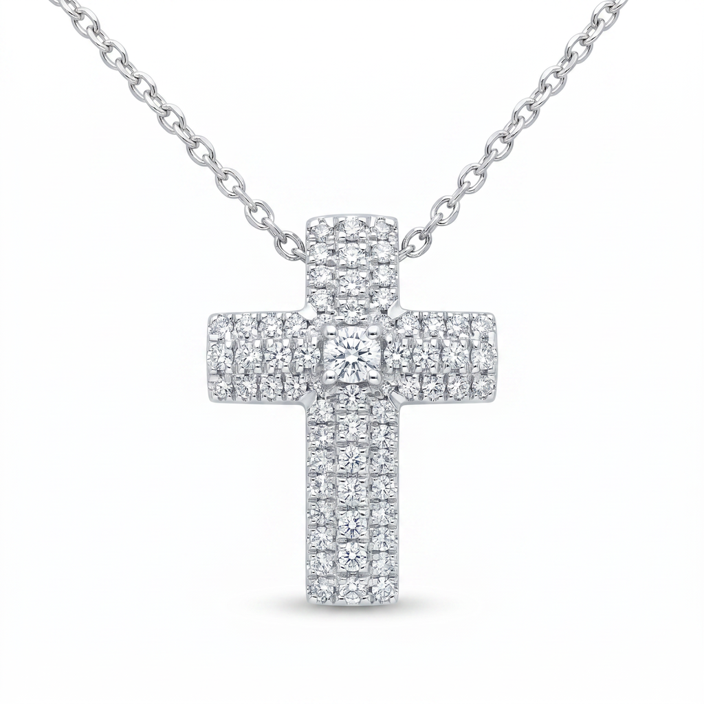 Diamond White Gold Cross Necklace