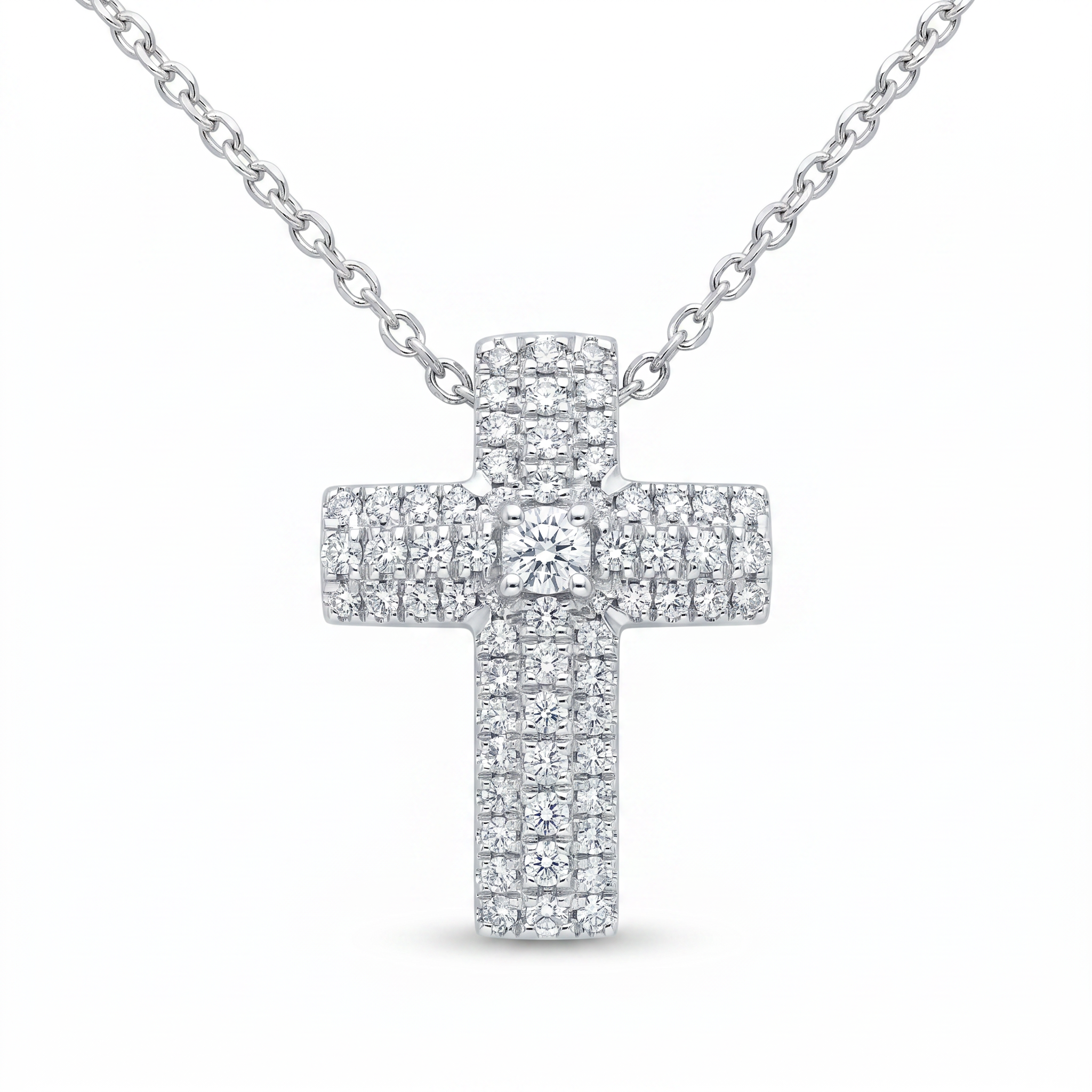 Diamond White Gold Cross Necklace