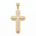 18K Two Tone Gold Cross Pendant