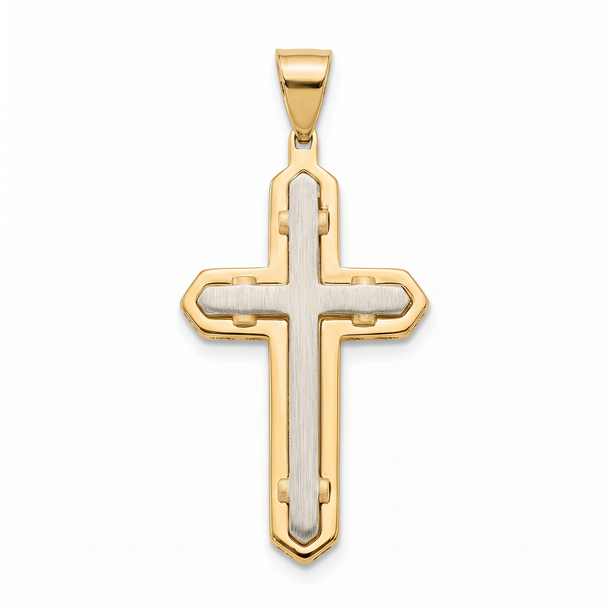18K Two Tone Gold Cross Pendant