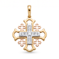 18K Multicolor Gold Cubic Zirconia Jerusalem Cross Pendant