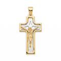 18K Two Tone Gold Crucifix Pendant