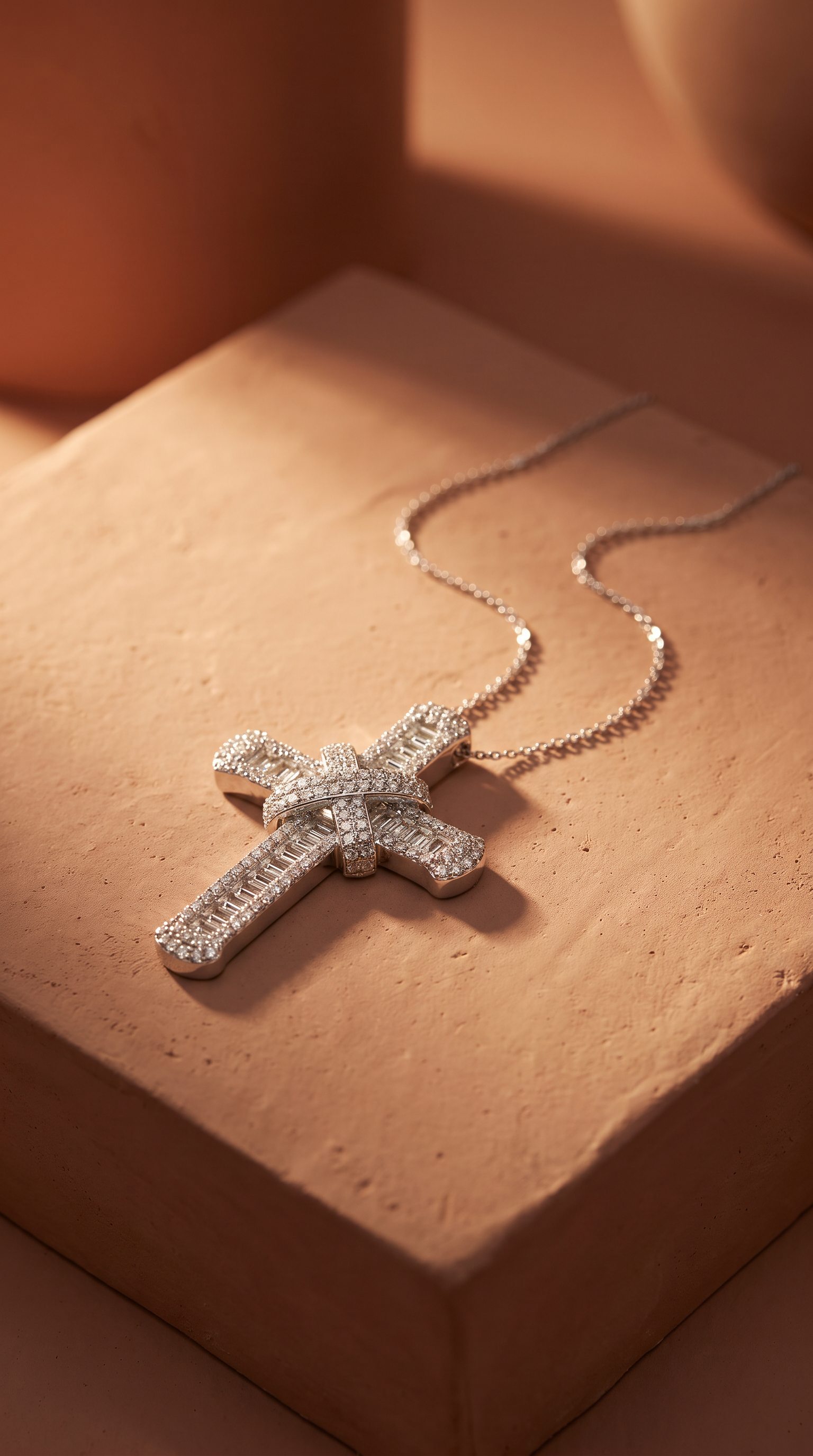 Diamond White Gold Cross Chain Necklace