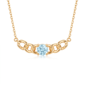 18K Yellow Gold Cyan Cubic Zirconia Cuban Link Necklace