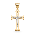 18K Two Tone Gold Crucifix Pendant