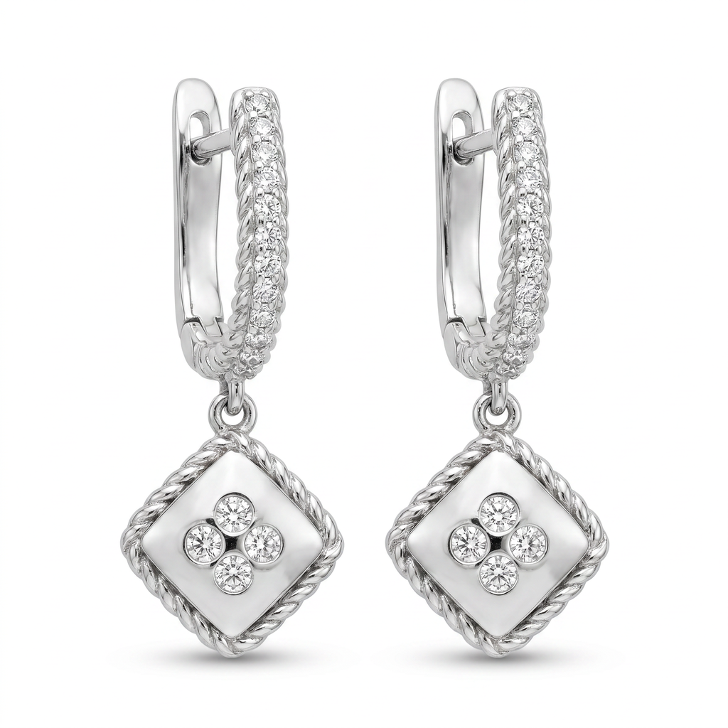 Diamond White Gold Hoop Earrings