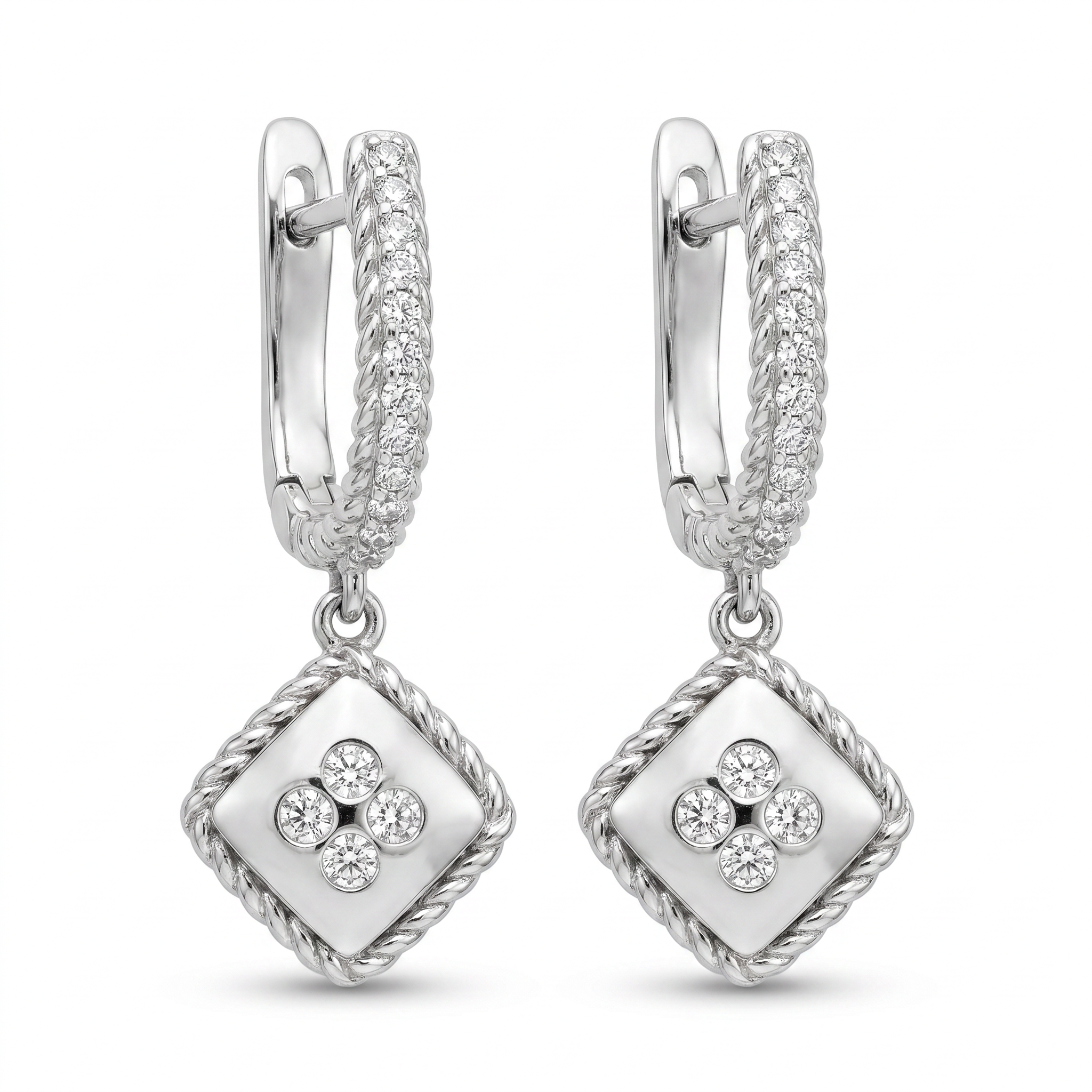 Diamond White Gold Hoop Earrings