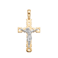 18K Two Tone Gold Crucifix Pendant