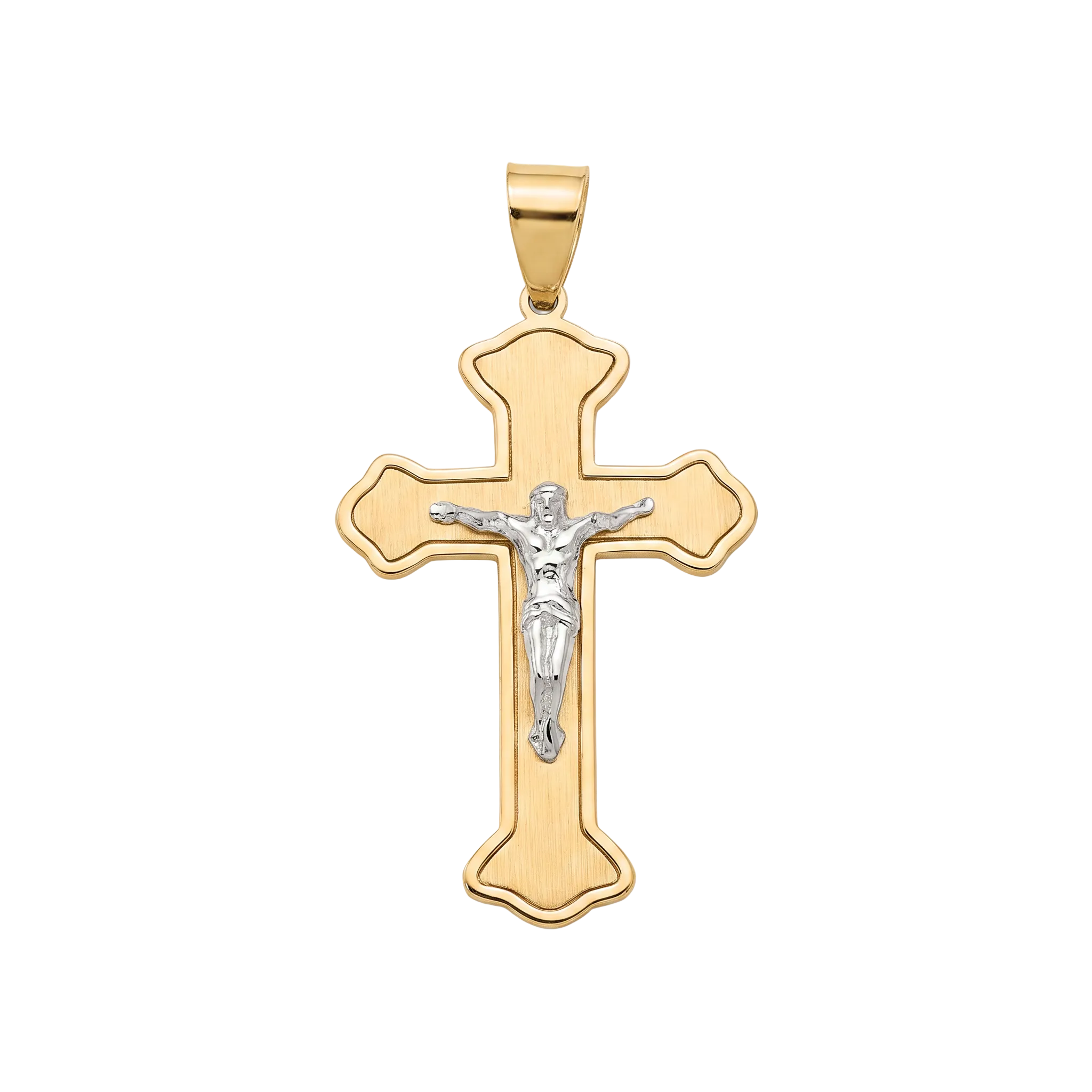 18K Two Tone Gold Crucifix Pendant