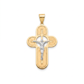 18K Two Tone Gold Crucifix Pendant