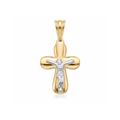 18K Two Tone Gold Crucifix Pendant