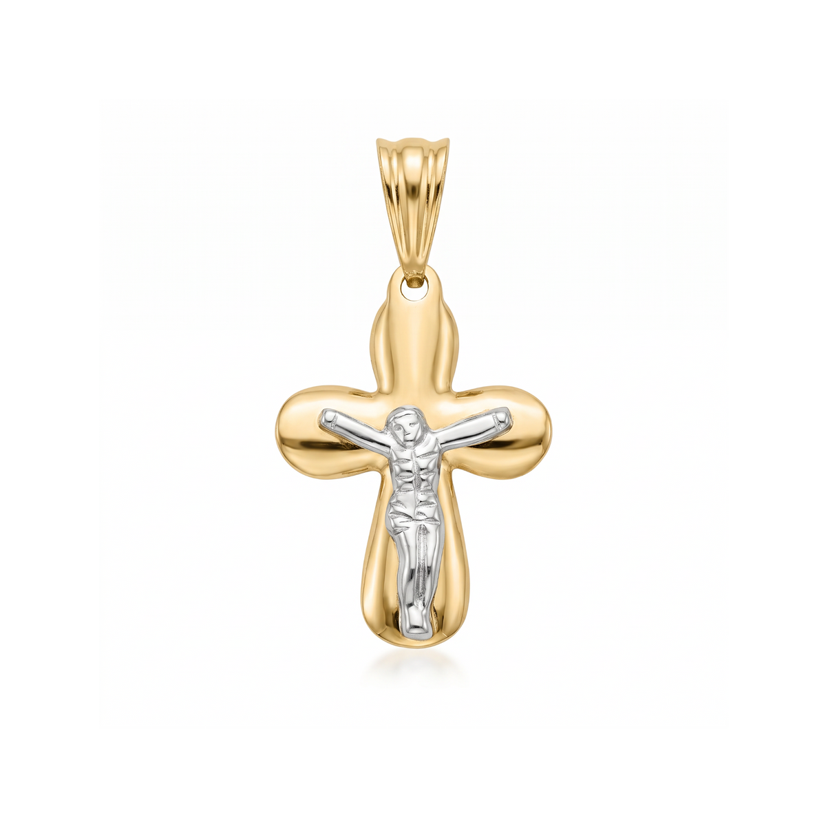 18K Two Tone Gold Crucifix Pendant