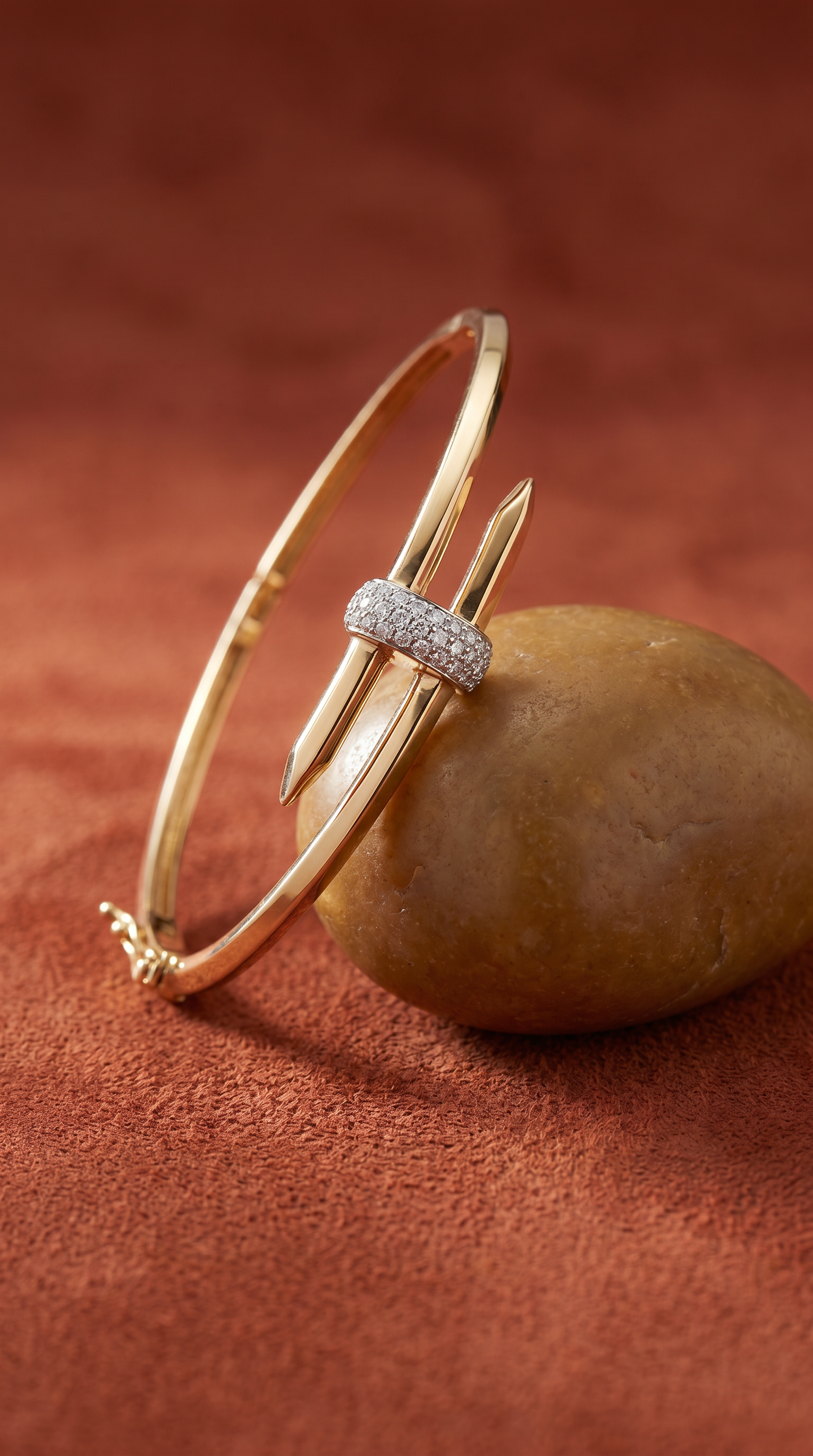 Diamond Two Tone Gold Bangle Bracelet