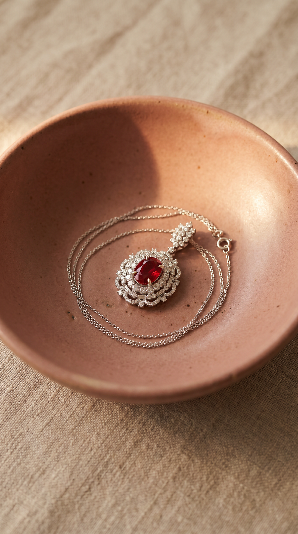 Diamond White Gold Ruby Pendant