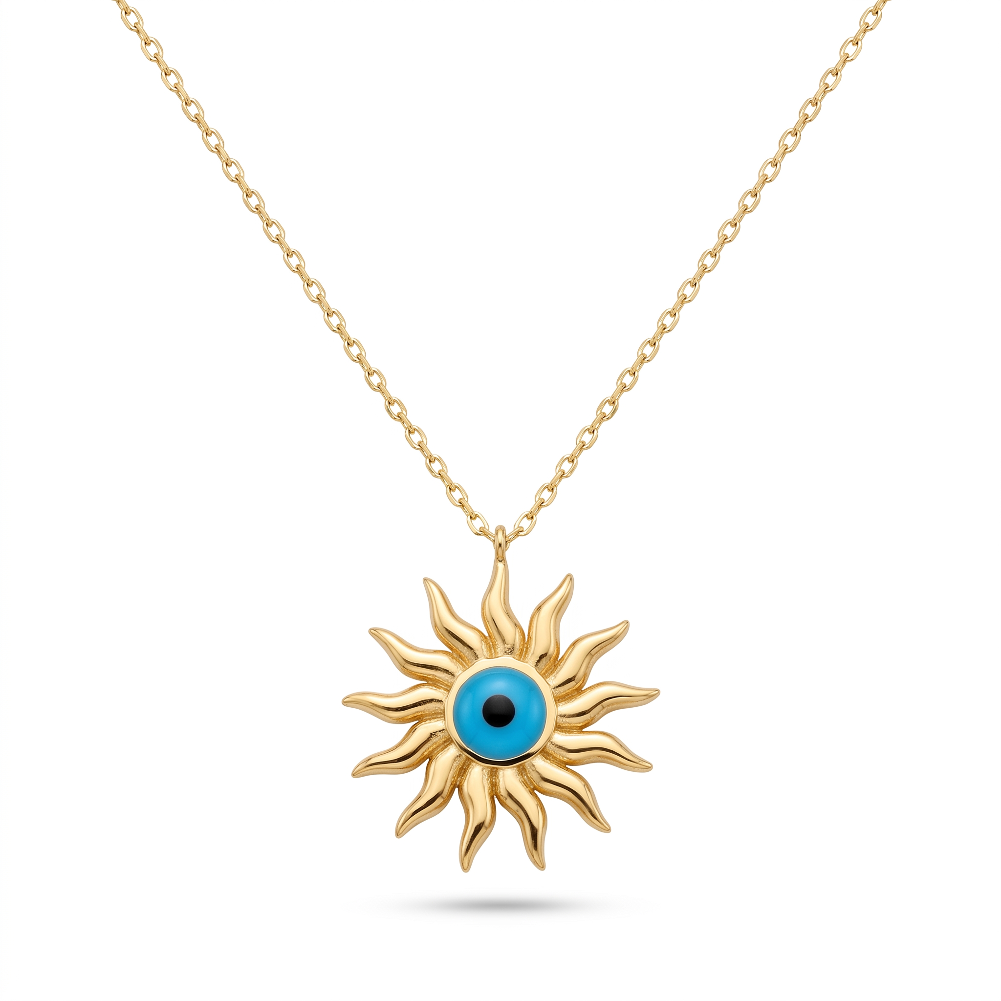 18K Yellow Gold Evil Eye Necklace