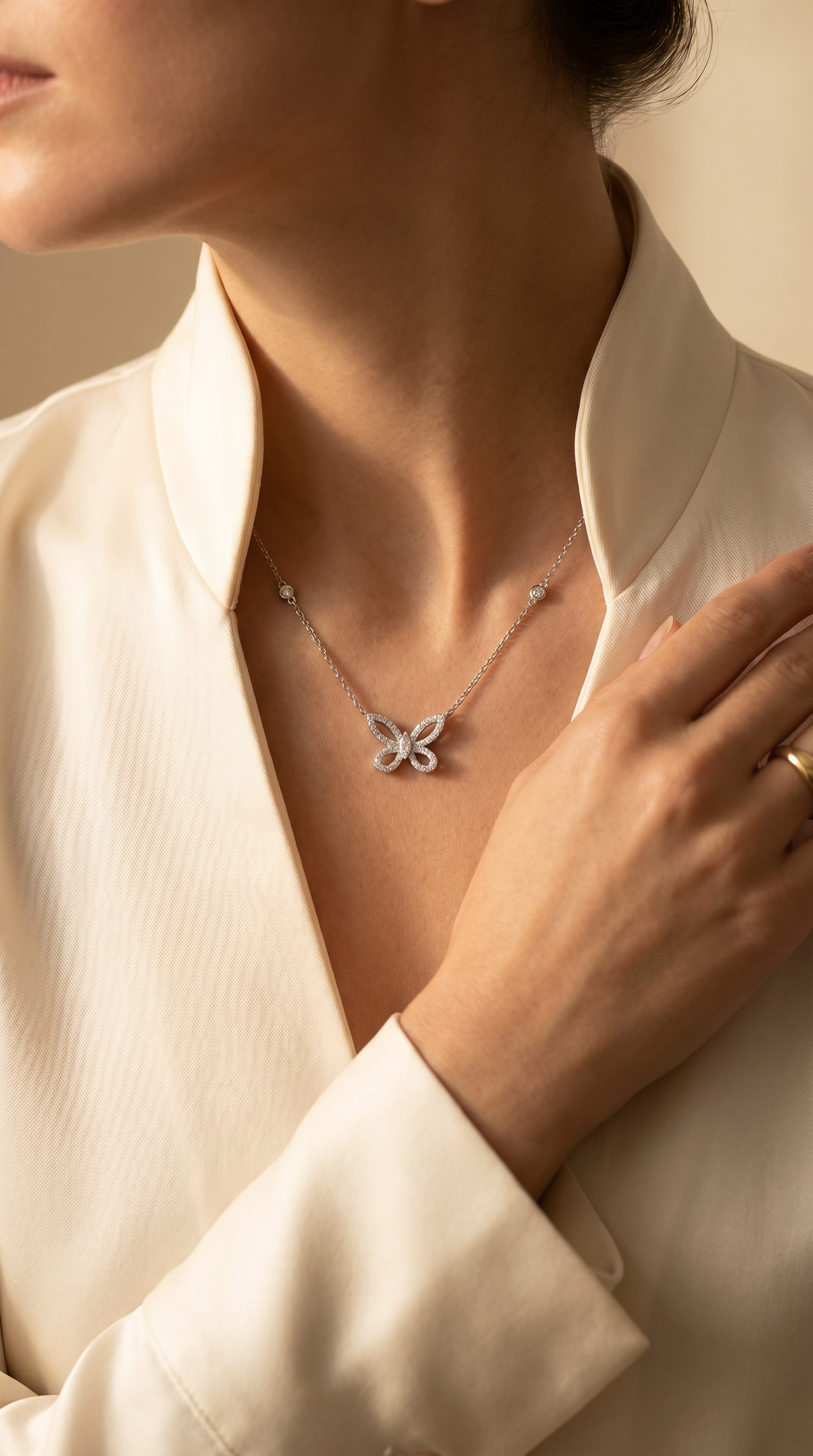 Diamond White Gold Butterfly Necklace
