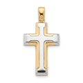 18K Two Tone Gold Cross Pendant