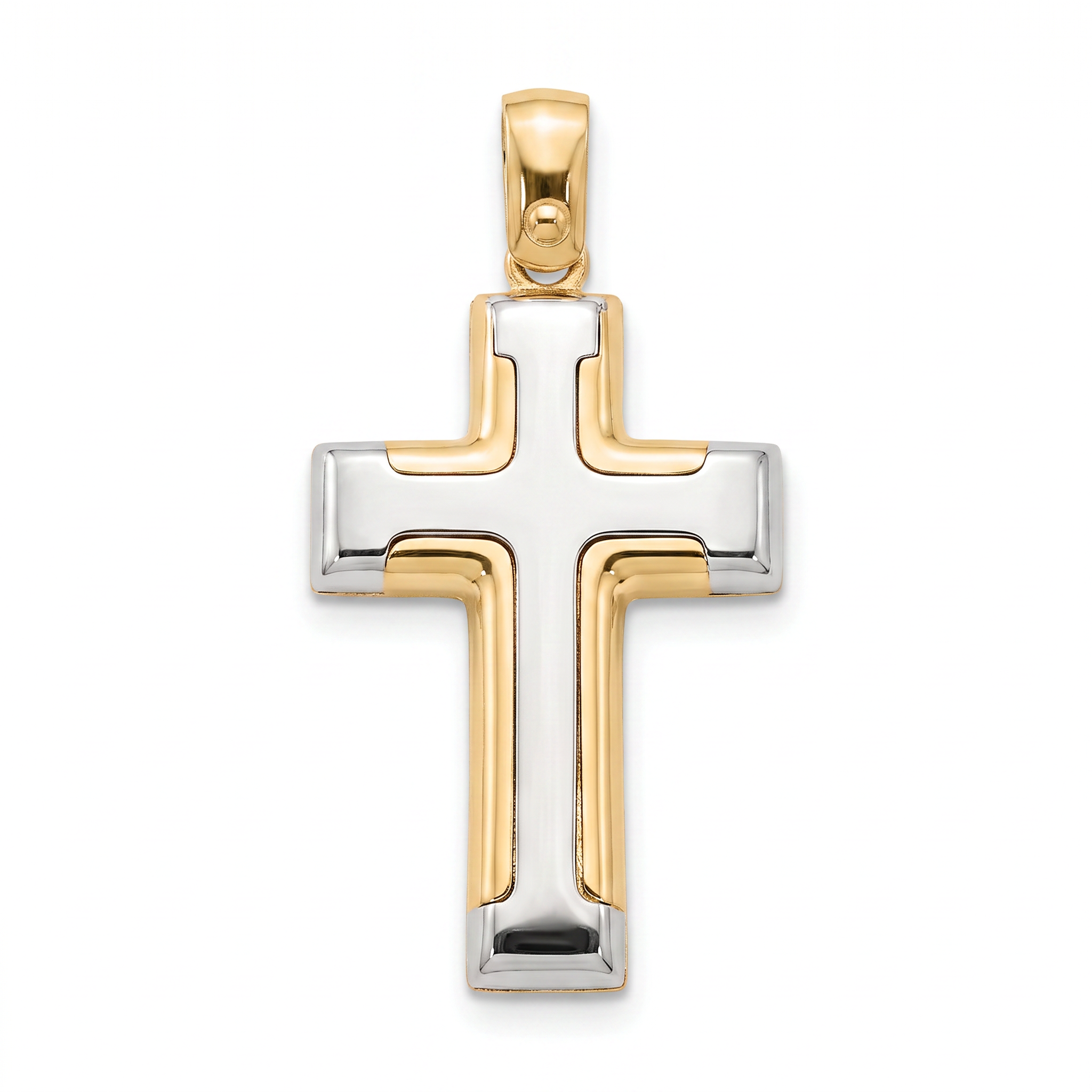 18K Two Tone Gold Cross Pendant