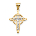 18K Two Tone Gold Crucifix Pendant