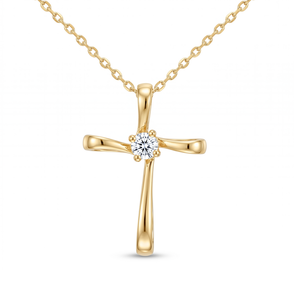 Diamond Yellow Gold Cross Necklace