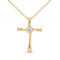 Diamond Yellow Gold Cross Necklace