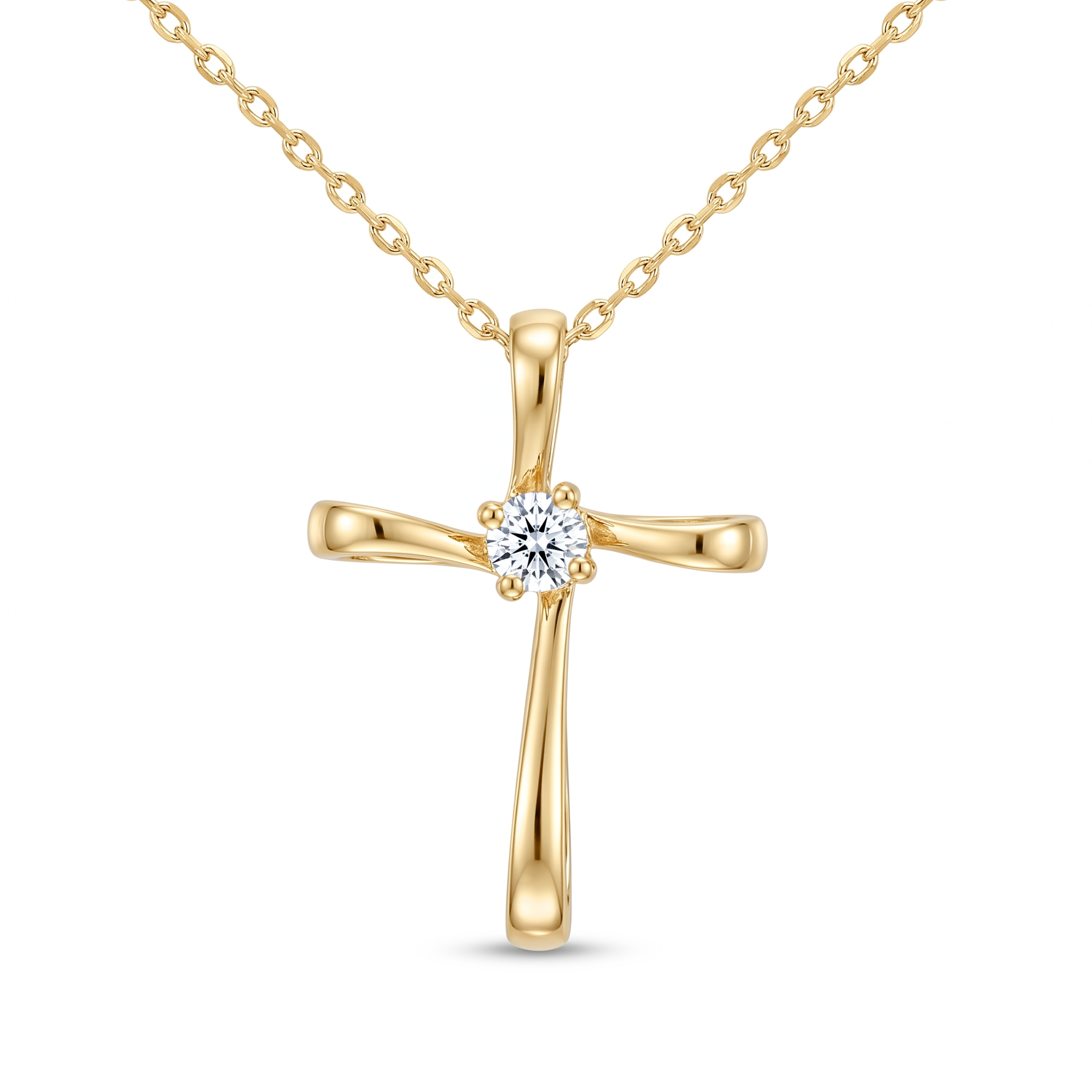 Diamond Yellow Gold Cross Necklace
