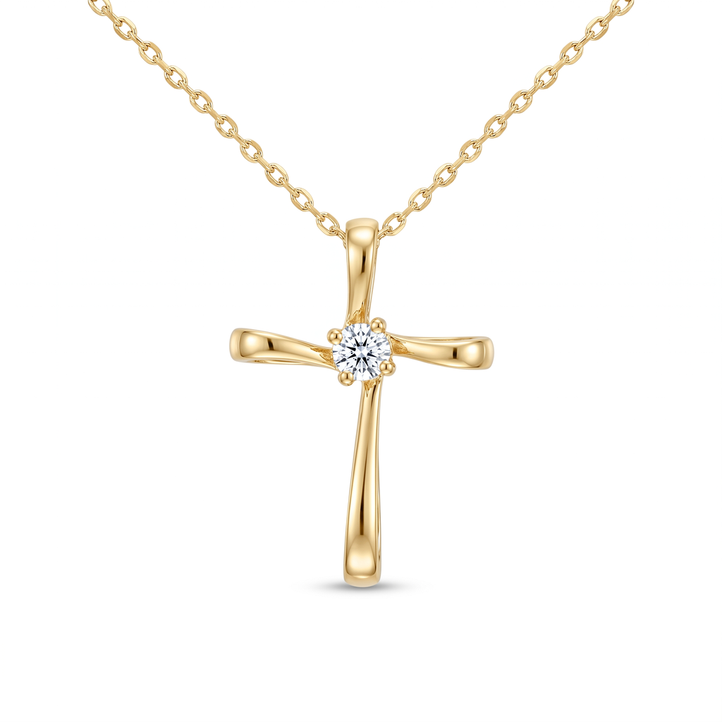 Diamond Yellow Gold Cross Necklace