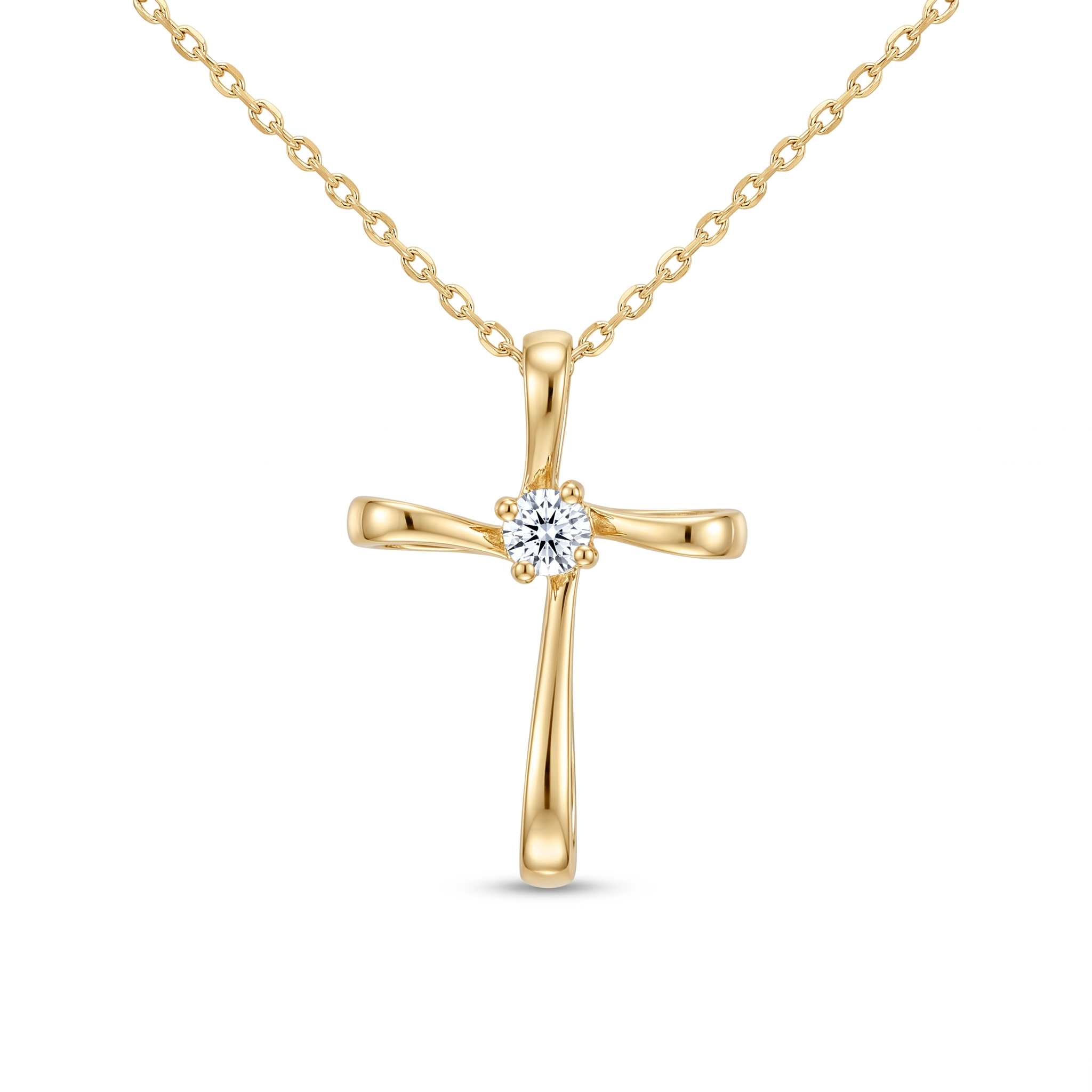 Diamond Yellow Gold Cross Necklace